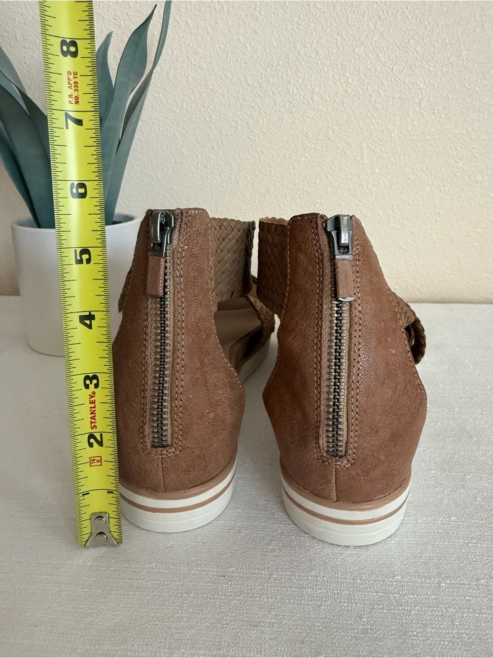 EILEEN FISHER Woven Brown Leather Platform Women’s Comfort Sandals